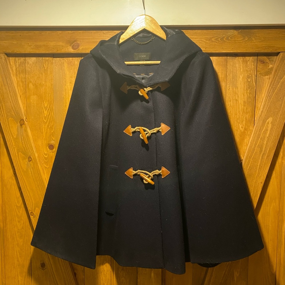 J Crew Toggle Wool Cashmere Cape Coat S/M